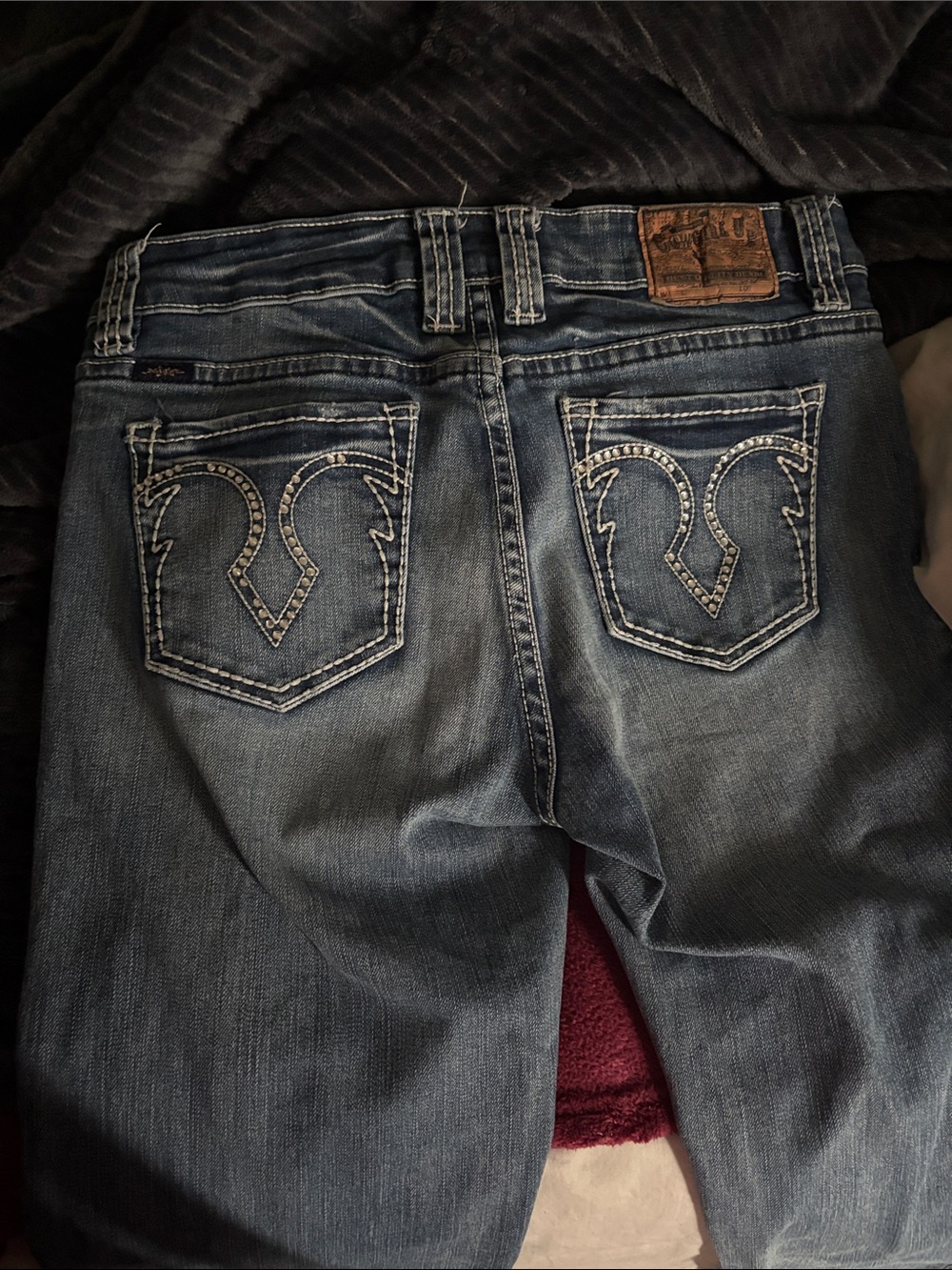Women's Dark Blue Boot Cut Jeans with Embroidered Back Pockets